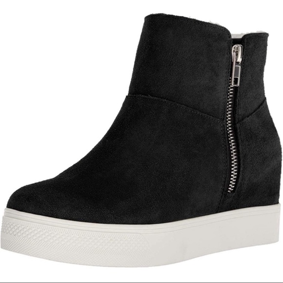 Steve Madden Wanda Wedge Sneaker. Black suede - size 8.5 - Picture 3 of 12